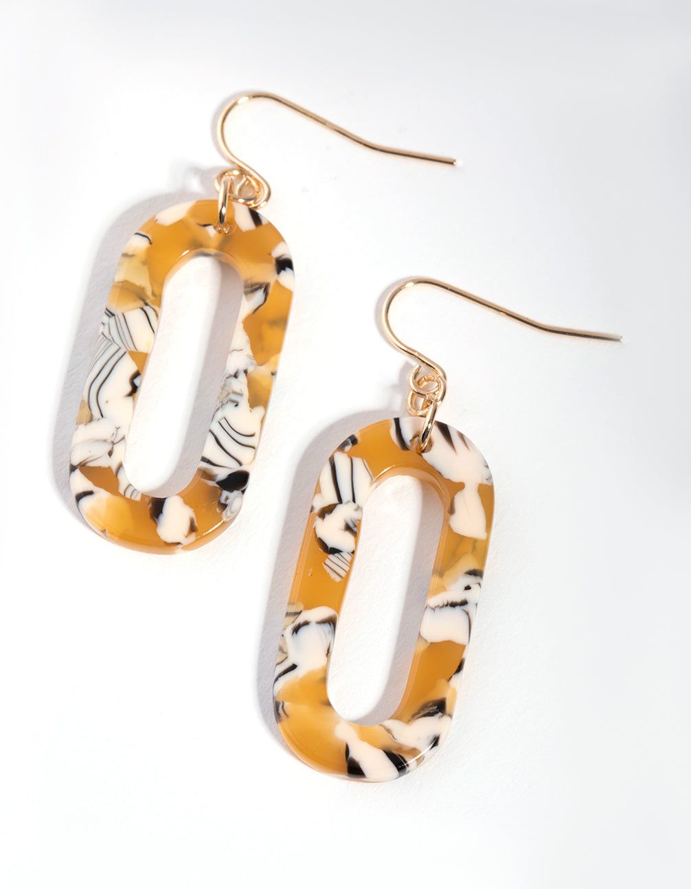 Gold Acrylic Oval Drop Earrings sold by lovisa