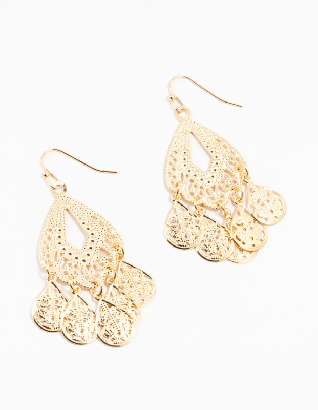Gold Teardrop Dreamcatcher Drop Earrings sold by lovisa