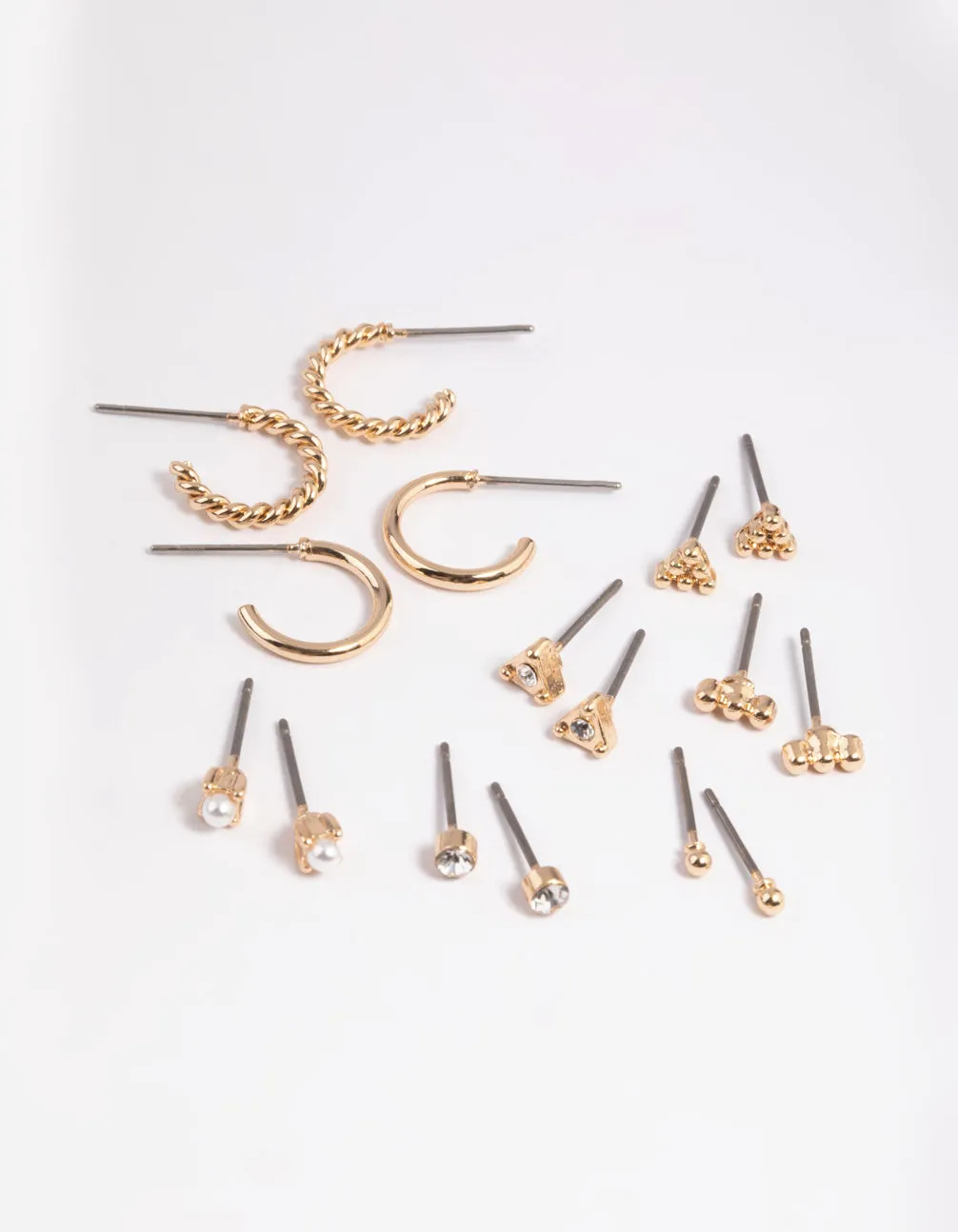 Gold Pearl Stud & Huggie Hoop Earring 8-Pack sold by lovisa