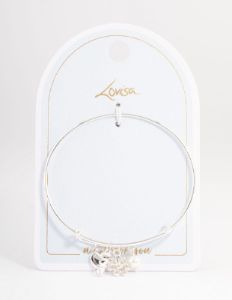 Silver Love Mix Charm Bangle sold by lovisa