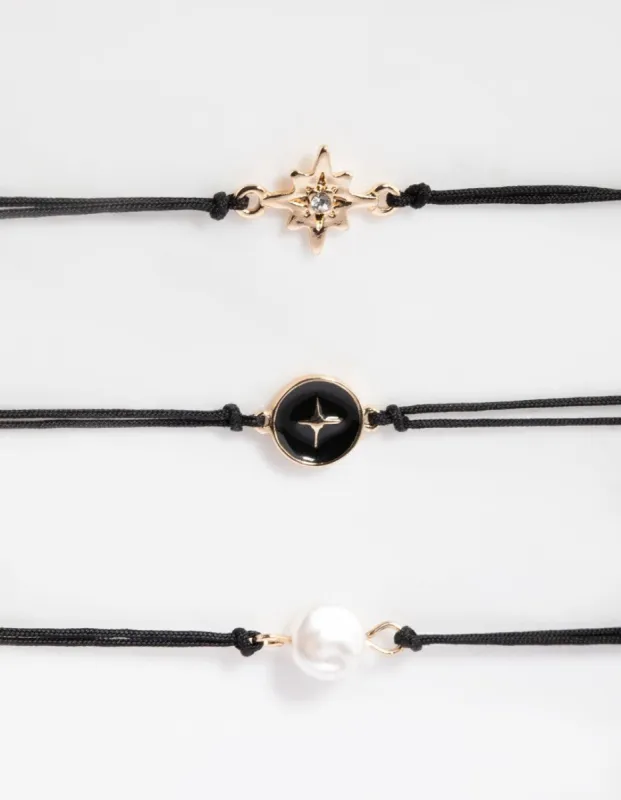 Black Star & Pearl Friendship Bracelet Pack sold by lovisa