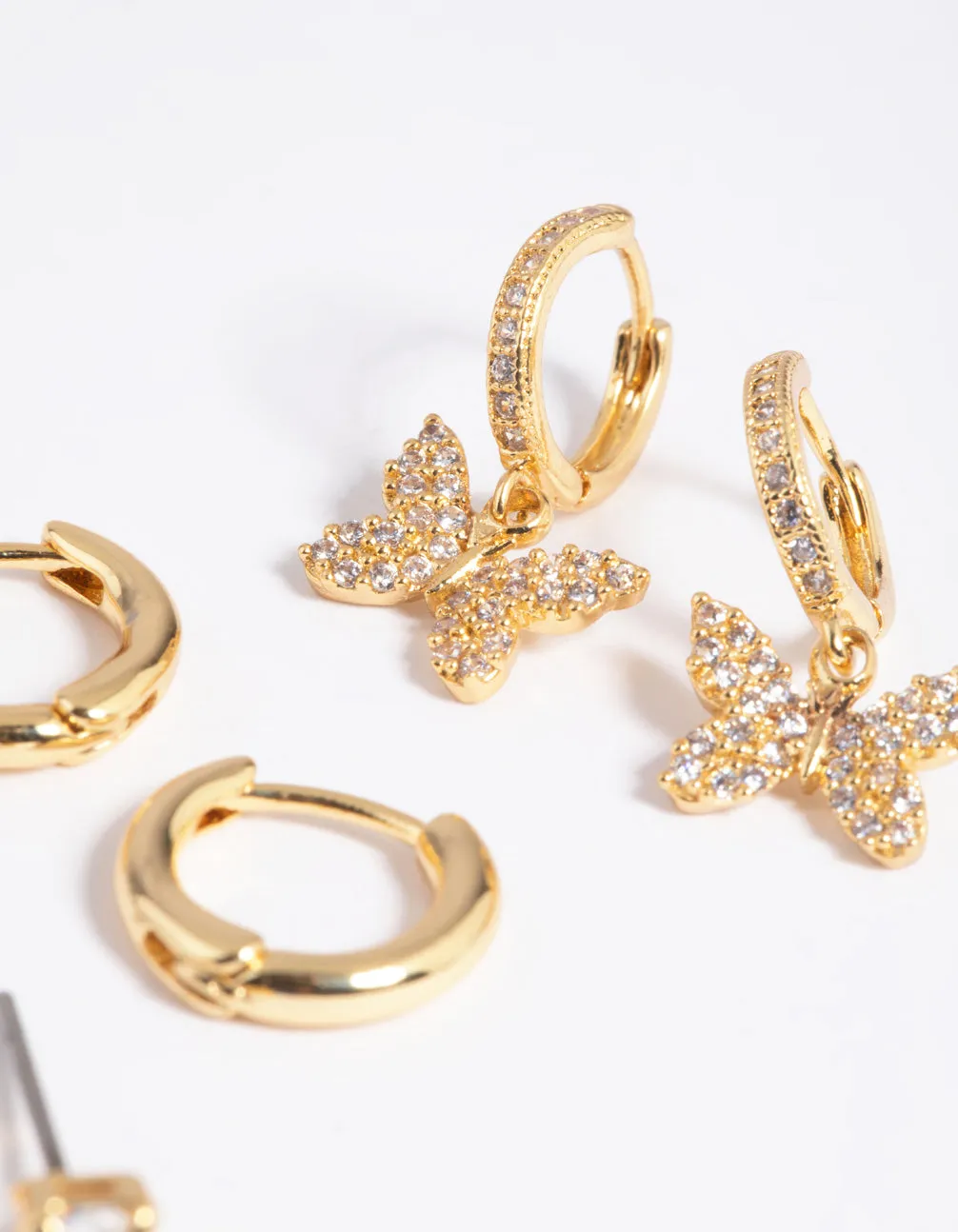 Gold Plated Cubic Zirconia Butterfly Earring Stack 6-Pack sold by lovisa product image thumbnail 2