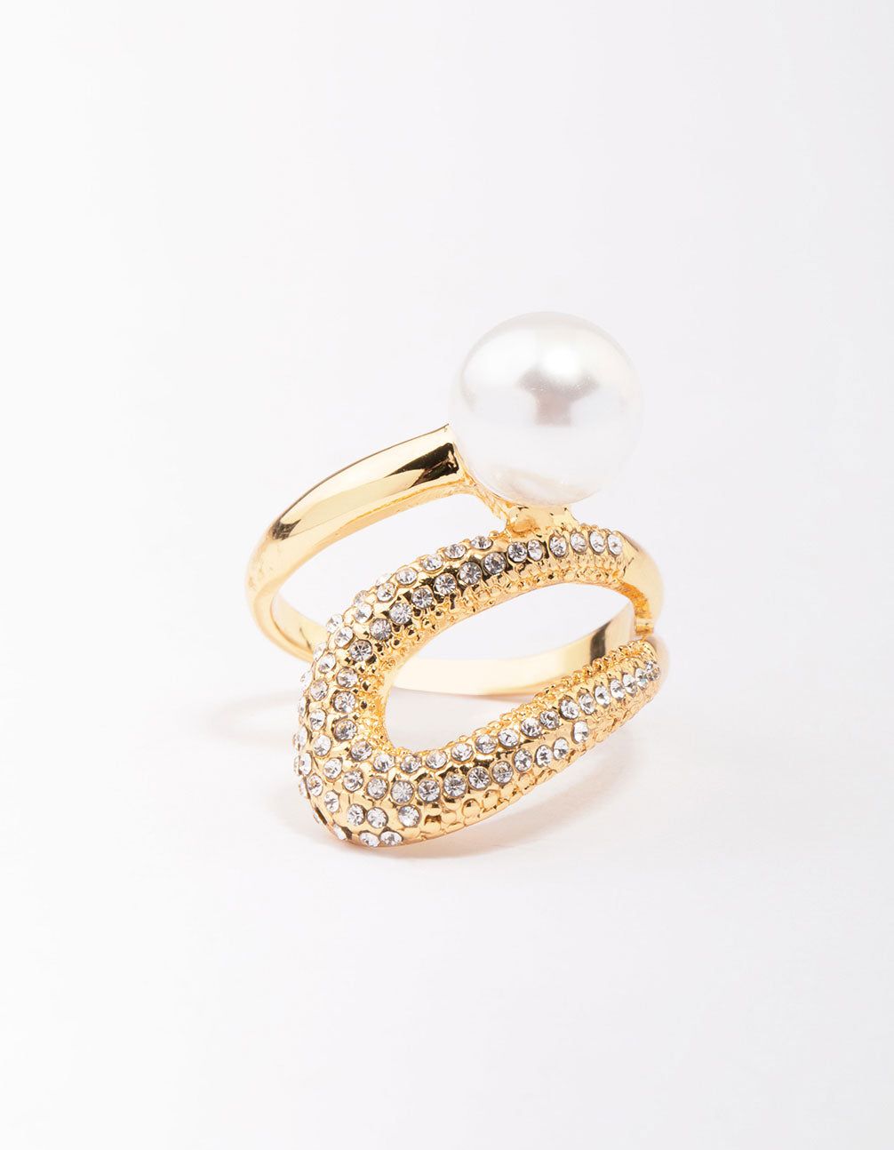 Gold Plated Pave Pearl Cocktail Ring sold by lovisa product image thumbnail 3