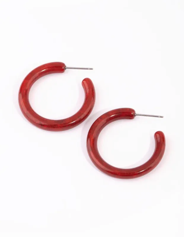 Maroon Open Hoop Earrings sold by lovisa