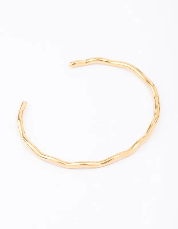 Waterproof Gold Plated Stainless Steel Mini Wave Wrist Cuff sold by lovisa