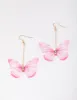 Gold & Pink Diamante Fabric Butterfly Drop Earrings sold by lovisa