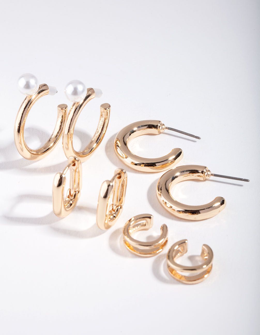 Gold Pearl D-Hoop Earring Pack sold by lovisa