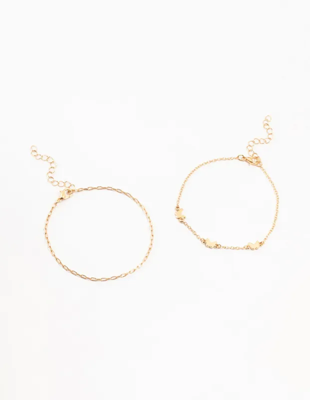 Gold Station Butterfly Anklets 4-Pack sold by lovisa