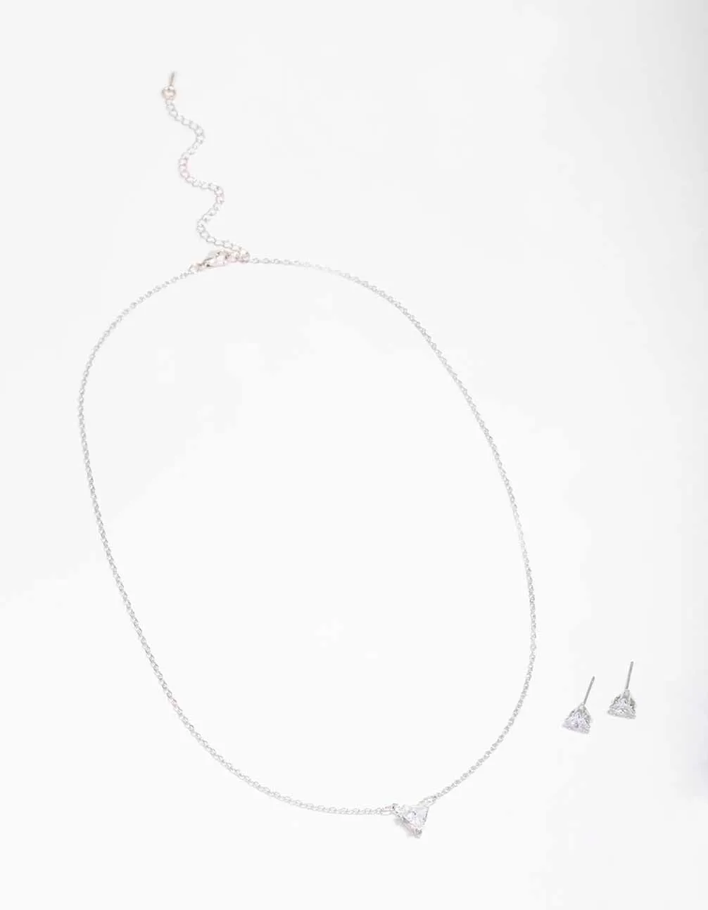 Silver Triangular Diamante Necklace & Earring Jewellery Set sold by lovisa product image thumbnail 2