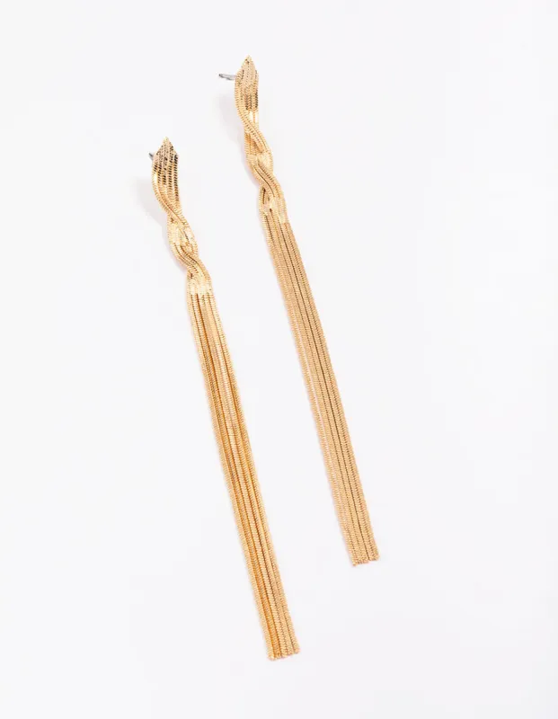 Gold Twisted Cupchain Drop Earrings sold by lovisa