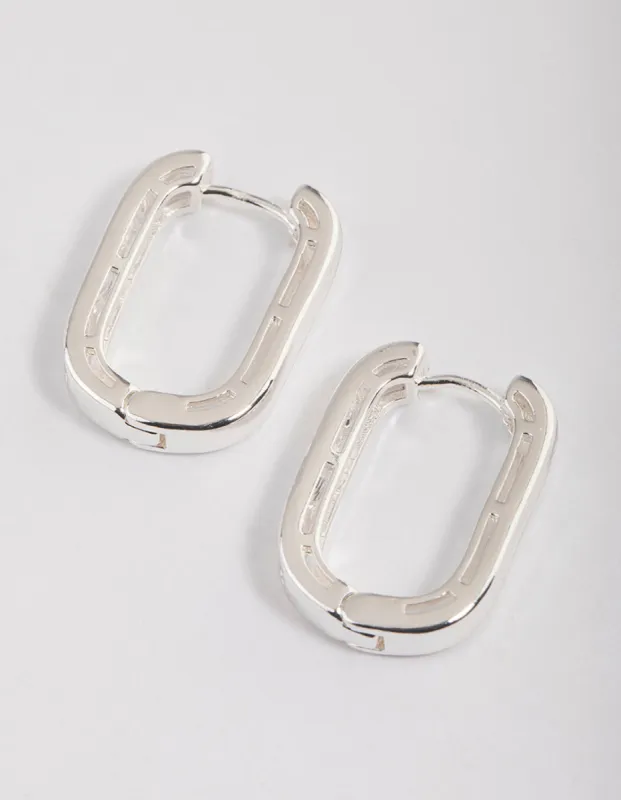Silver Plated Oval Baguette Hoop Earrings sold by lovisa