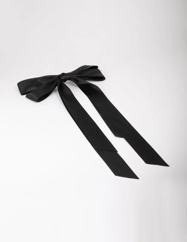 Black Fabric Oversized Ribbon Hair Bow Clip sold by lovisa