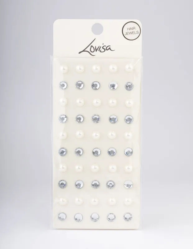 Pearl & Diamante Mixed Hair Gems sold by lovisa