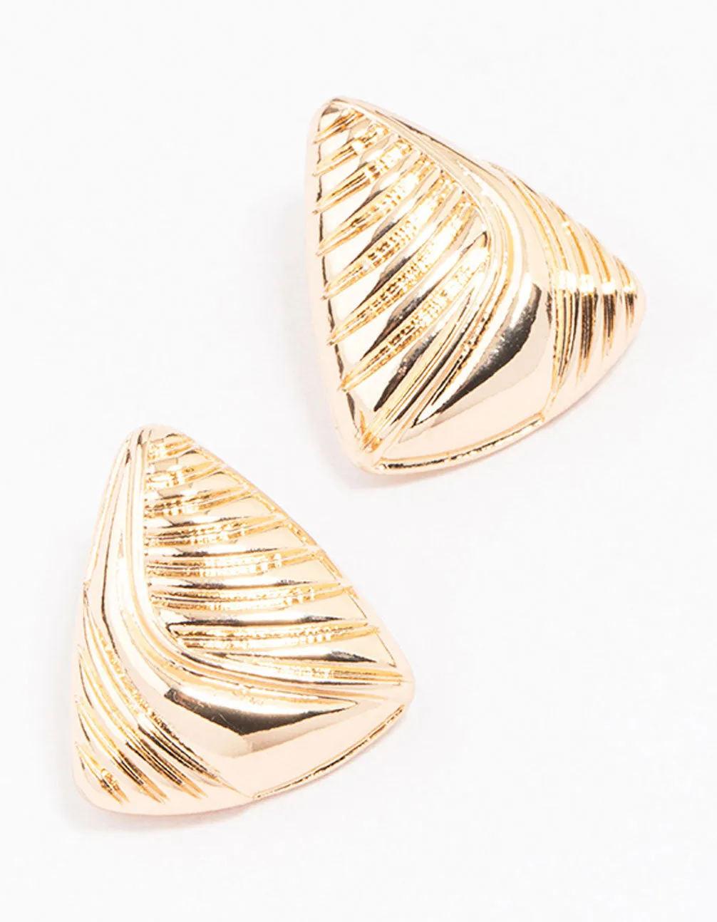 Gold Ribbed Triangular Stud Earrings sold by lovisa