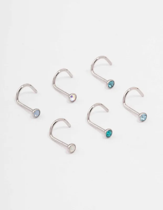 Surgical Steel Blue Mermaid Nose Piercing 6-Pack sold by lovisa