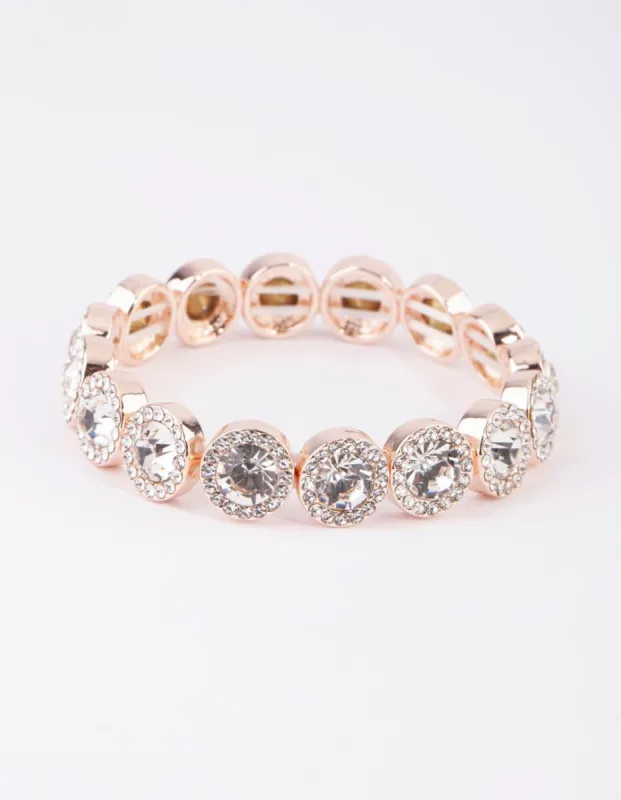 Rose Gold Round Stone Stretch Bracelet sold by lovisa