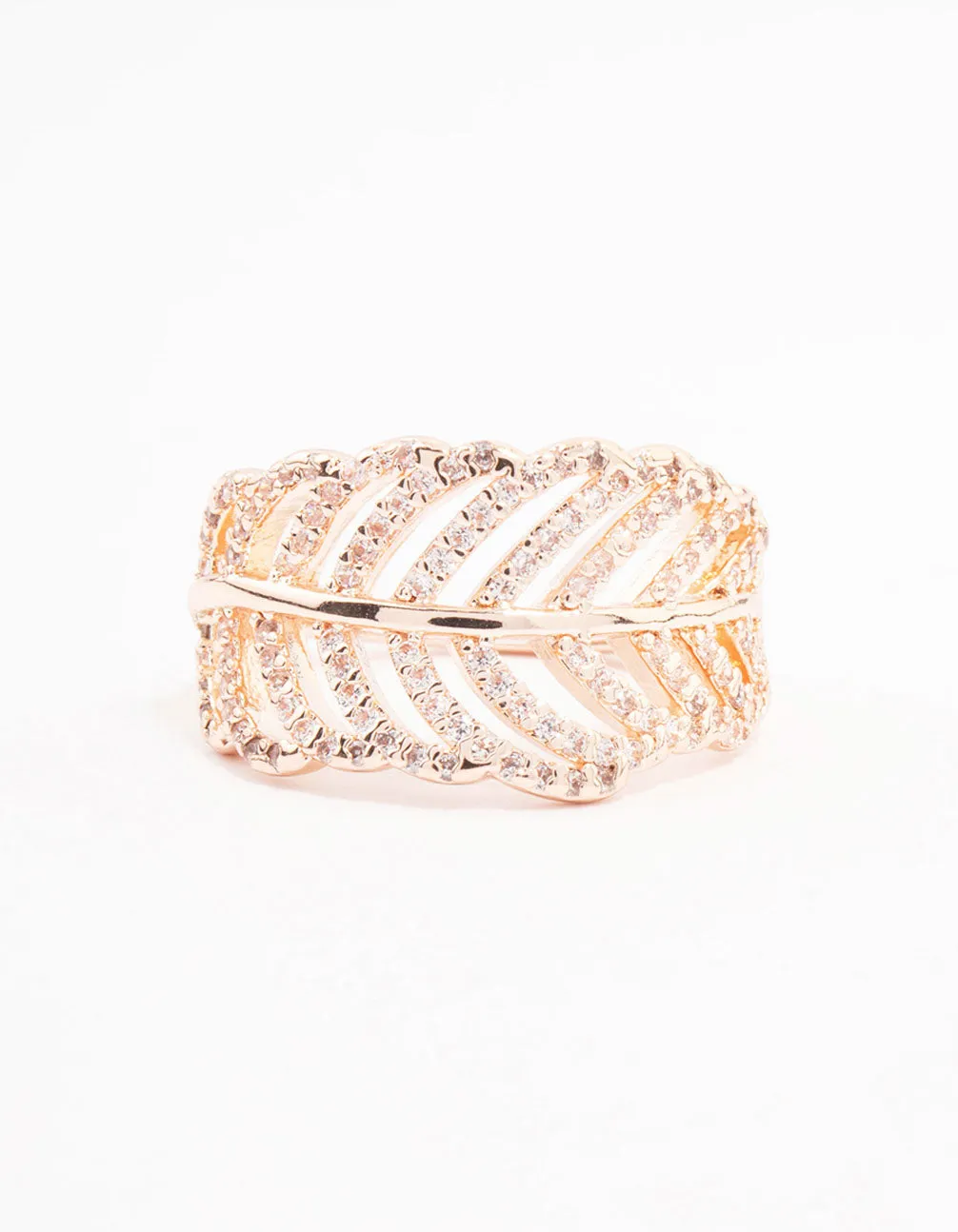 Rose Gold Leaf Band Cubic Zirconia Ring sold by lovisa product image thumbnail 2