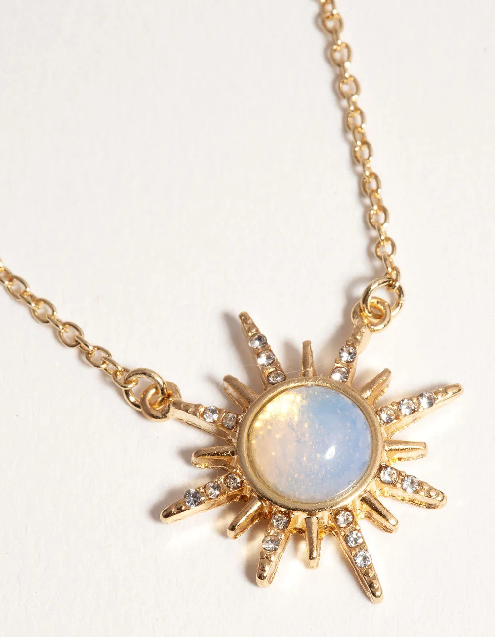 Gold Plated Diamante & Moonstone Sun Necklace sold by lovisa product image thumbnail 3