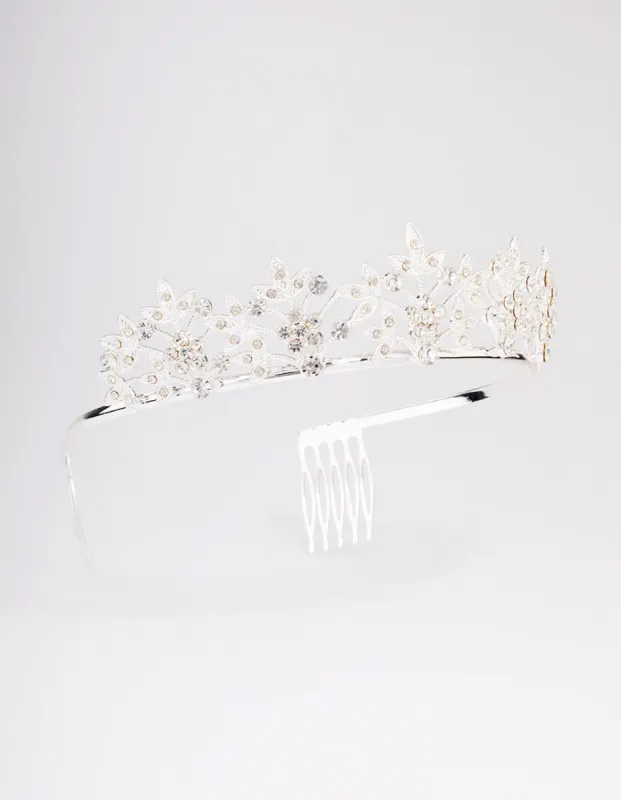 Silver Symmetrical Floral Hair Tiara sold by lovisa