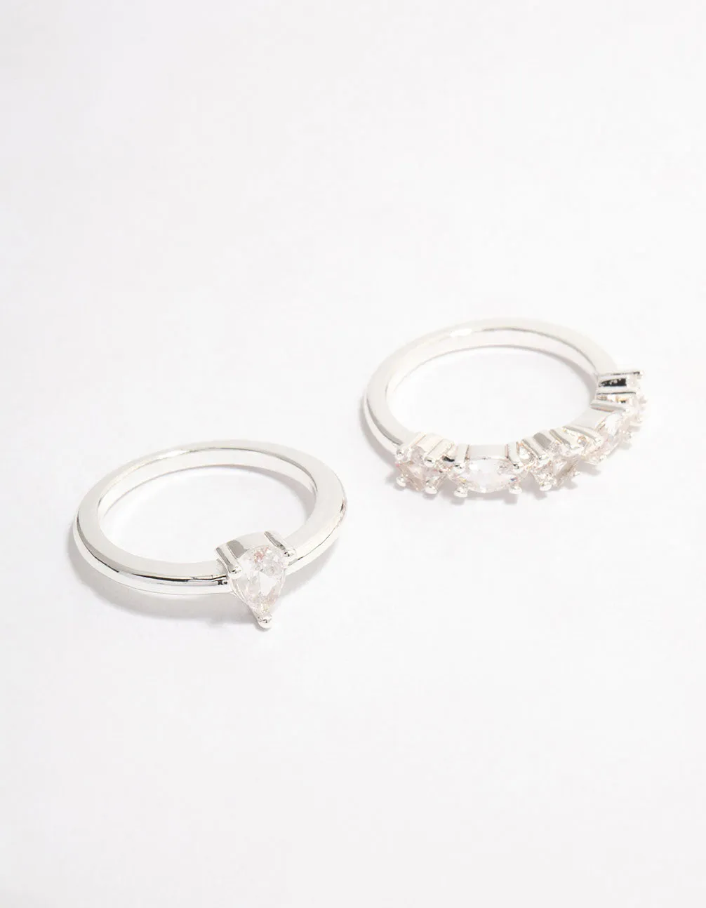 Silver Plated Alternating Pear Stacking Rings sold by lovisa