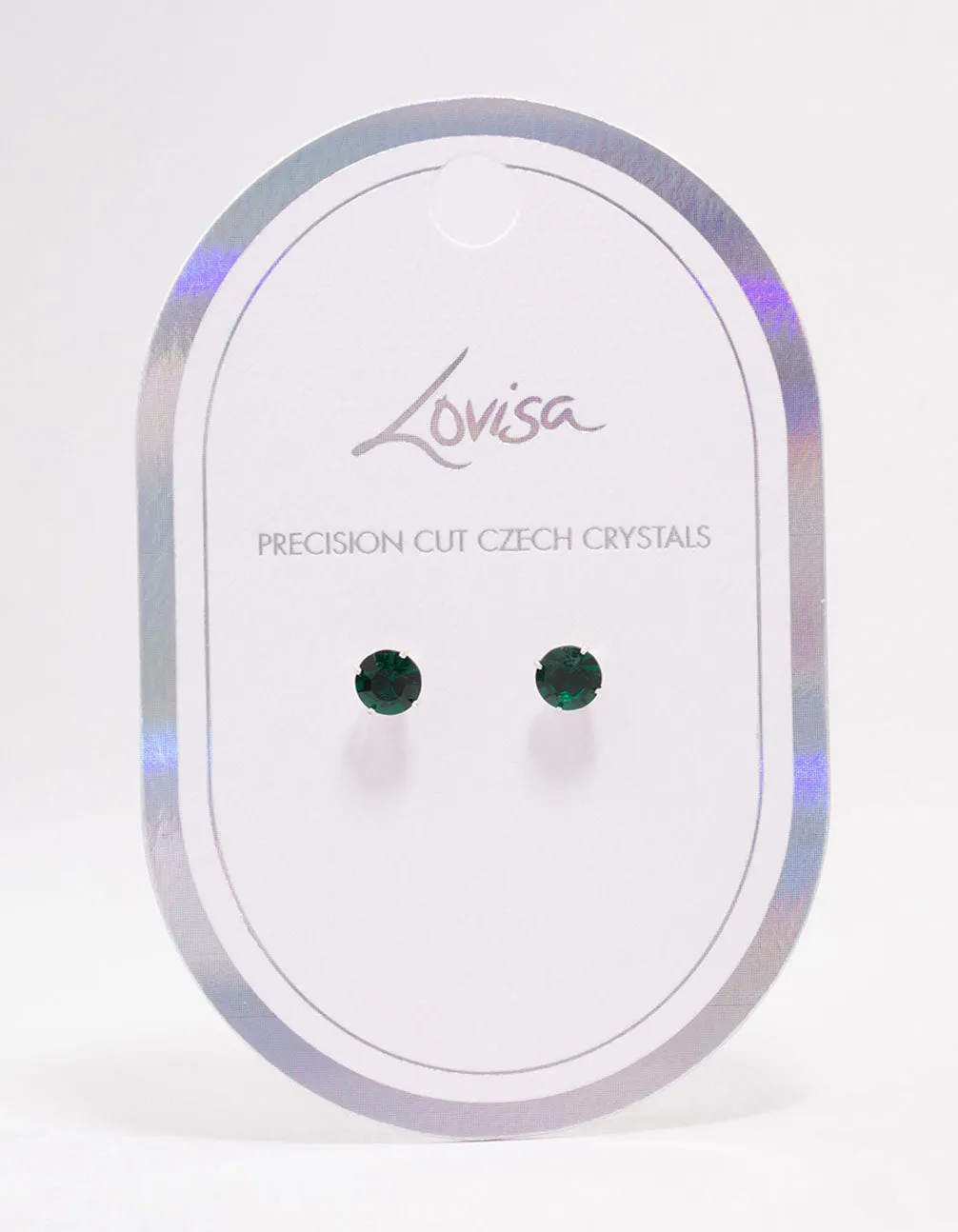 Silver Emerald Crystal Stud Earrings sold by lovisa product image thumbnail 2