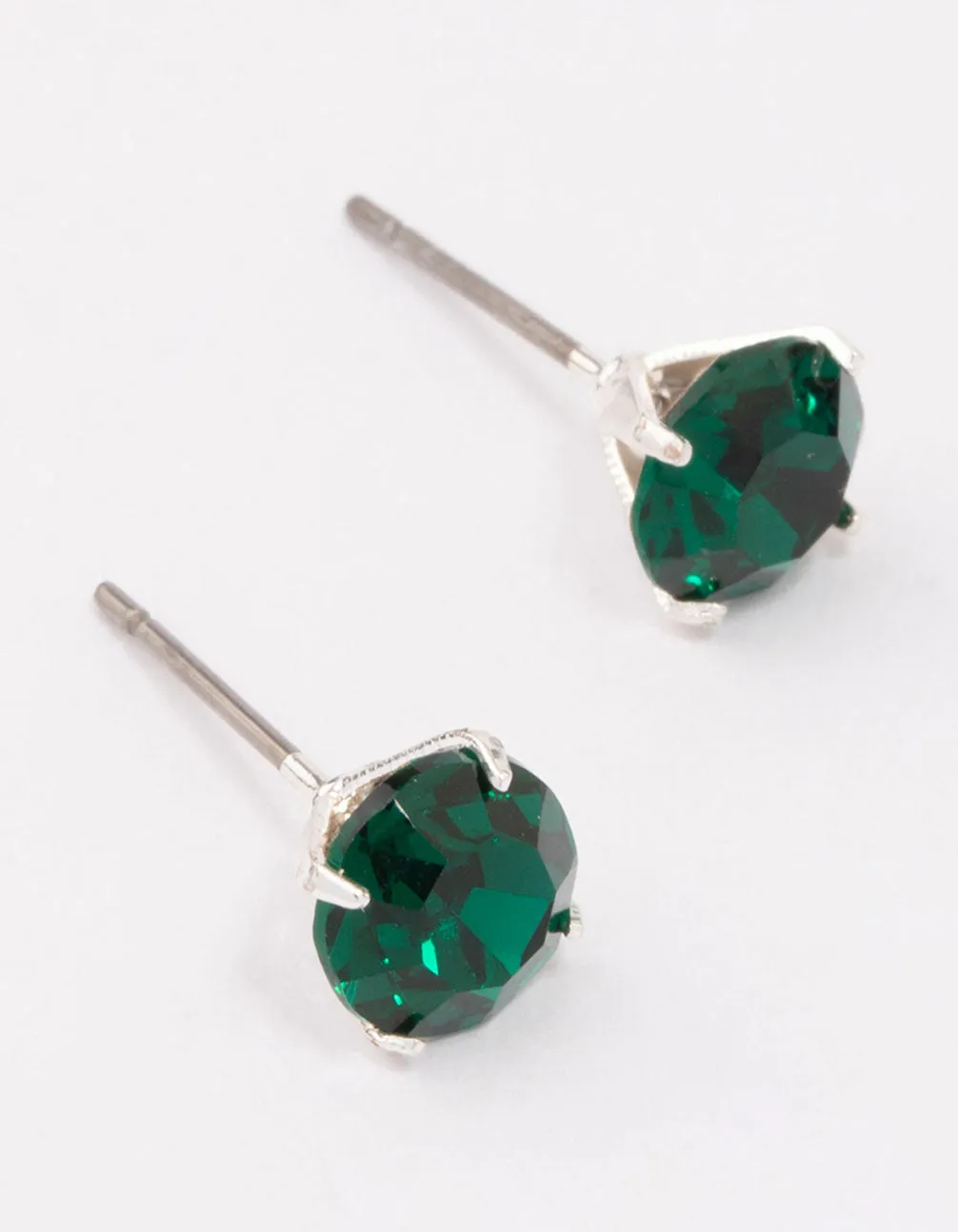 Silver Emerald Crystal Stud Earrings sold by lovisa