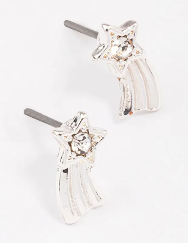 Silver Diamante Shining Star Stud Earrings sold by lovisa