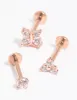 Rose Gold Plated Surgical Steel Butterfly Flat Back Pack sold by lovisa