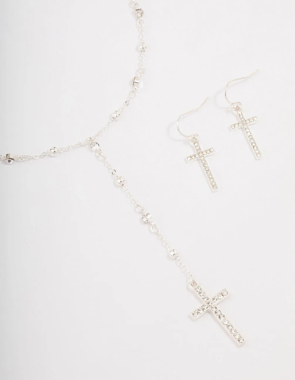 Silver Beaded Cross Jewellery Set sold by lovisa