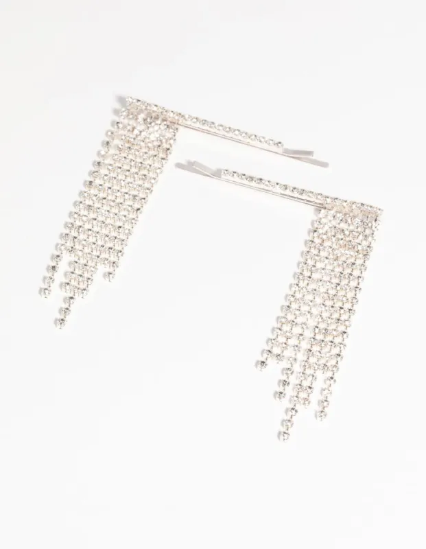 Silver Diamante Waterfall Clip Set sold by lovisa