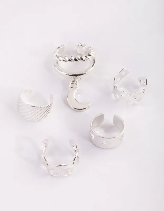 Silver Heart & Moon Ear Cuff sold by lovisa