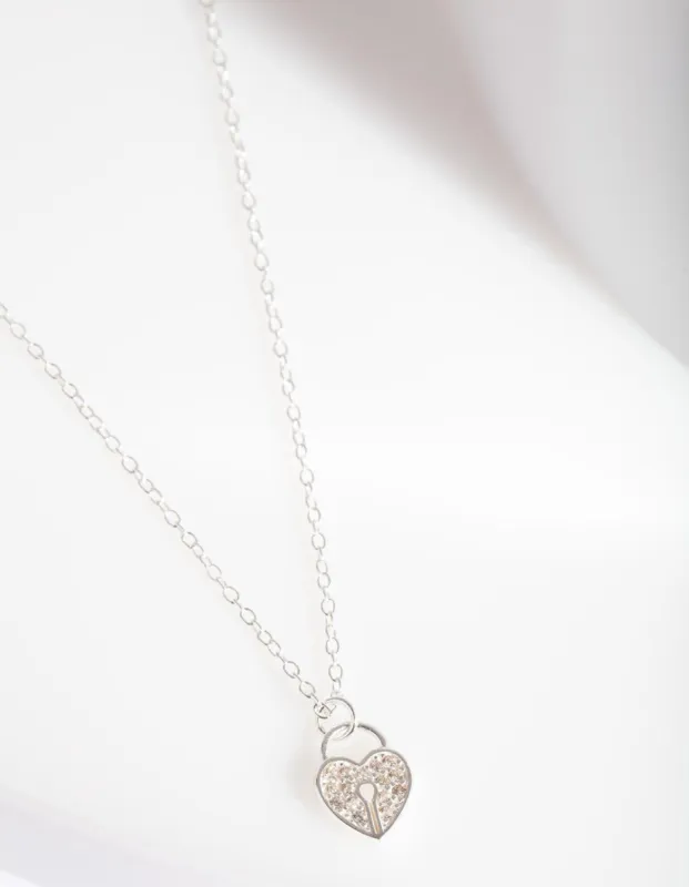 GXM ST PAVE HEART PADLOCK NL sold by lovisa