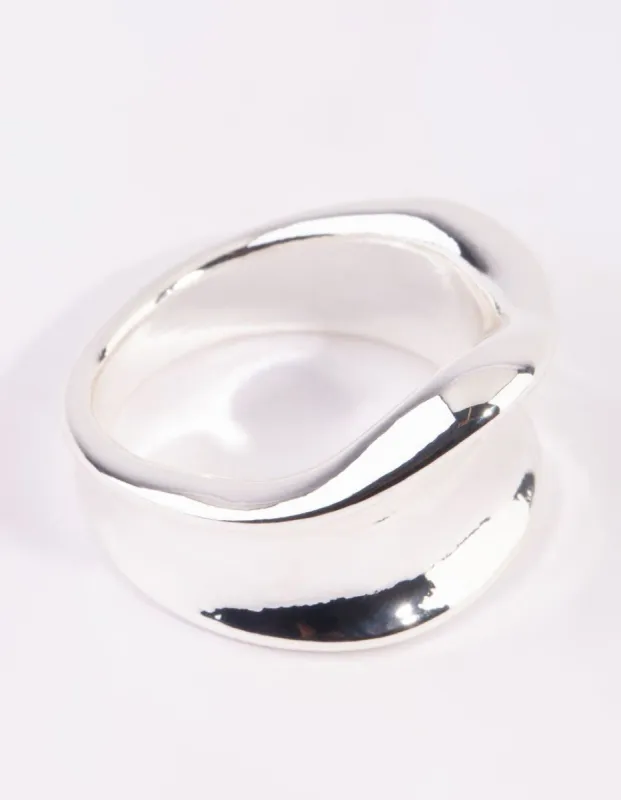 Rhodium Wide Molten Ring sold by lovisa
