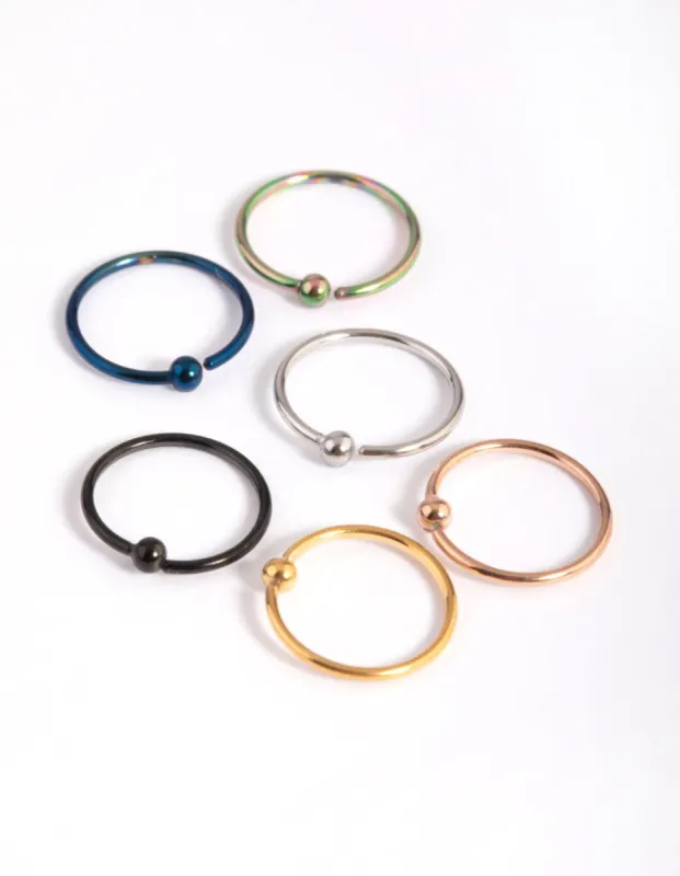Mixed Surgical Steel Rainbow Nose Studs sold by lovisa