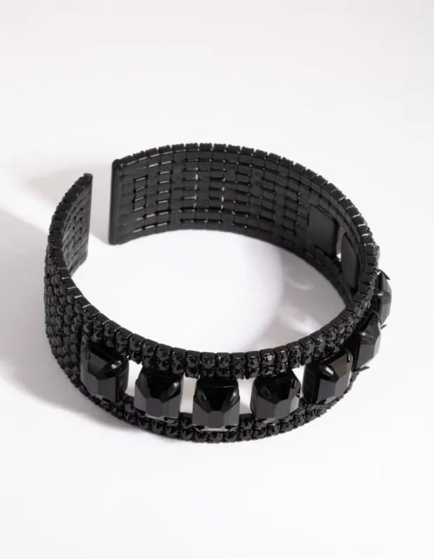 Matte Black Square Stone Cuff Bracelet sold by lovisa