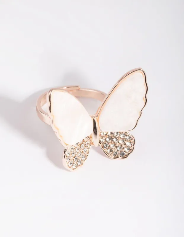 Rose Gold Butterfly Ring sold by lovisa