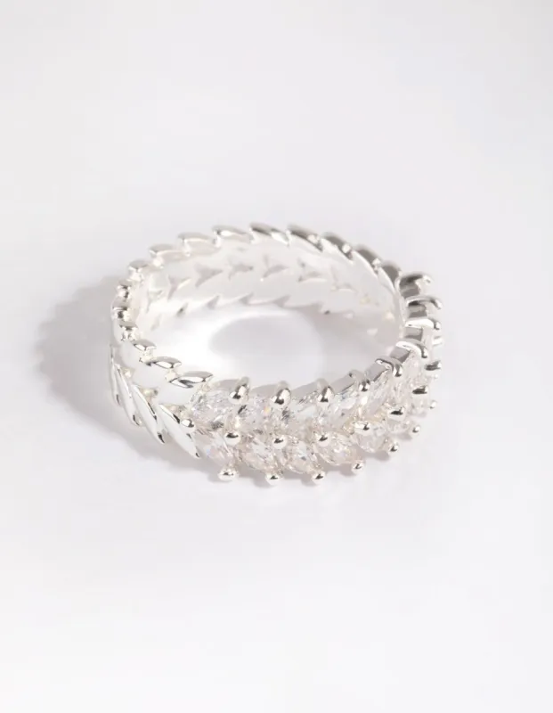 Silver Plated Cubic Zirconia Navette Ring sold by lovisa