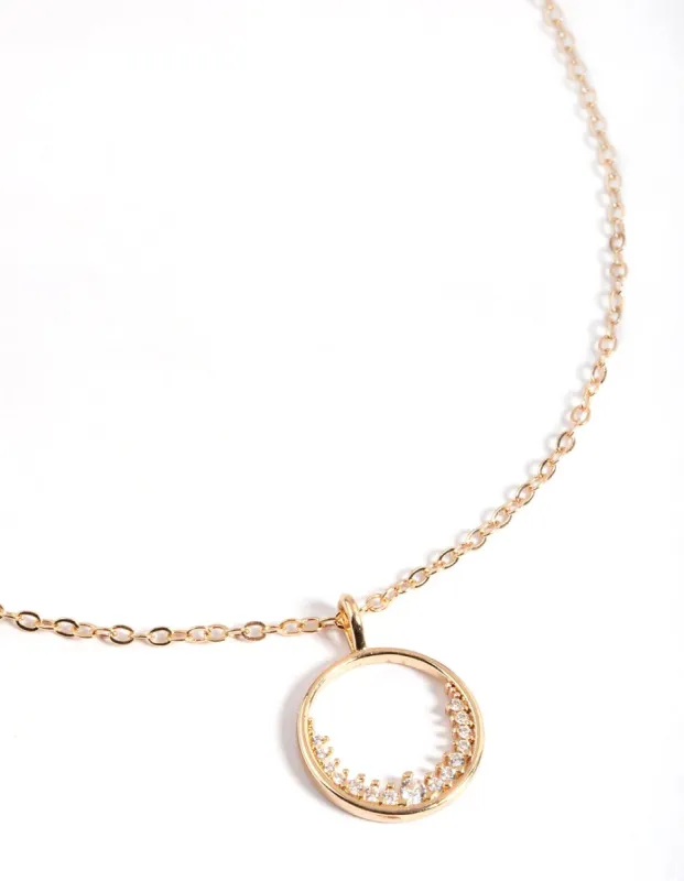Gold Open Semi Diamante Circle Necklace sold by lovisa