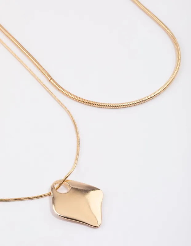 Gold Multi Layered Organic Pendant Necklace sold by lovisa