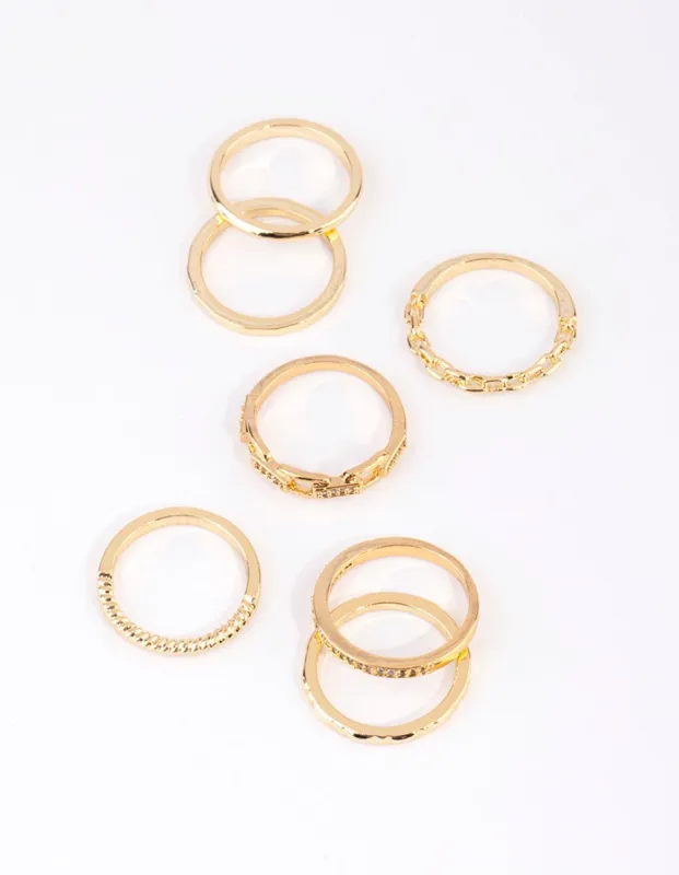 Gold Plated Stacking Rings with Diamantes sold by lovisa