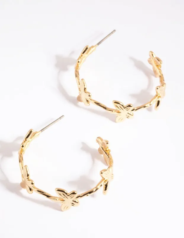 Gold Plated Butterfly Hoop Earrings sold by lovisa