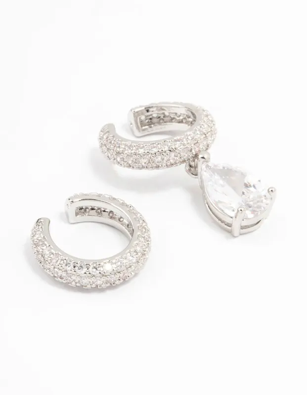 Silver PVD Cubic Zirconia Cuff Earrings 2-Pack sold by lovisa