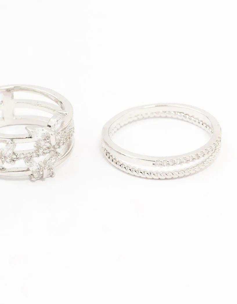 Rhodium Cubic Zirconia Small Butterfly Rings 3-Pack sold by lovisa product image thumbnail 3