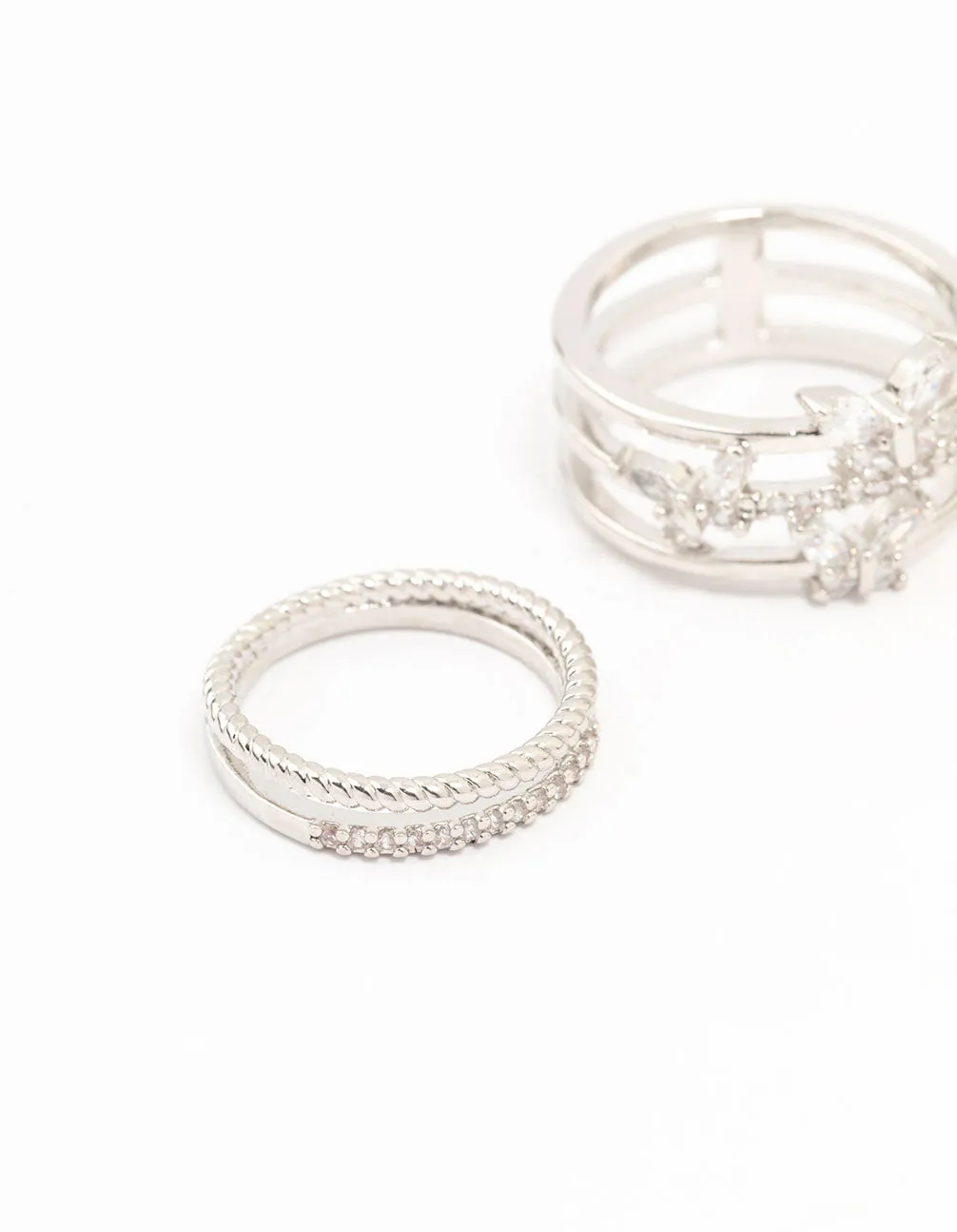 Rhodium Cubic Zirconia Small Butterfly Rings 3-Pack sold by lovisa product image thumbnail 2