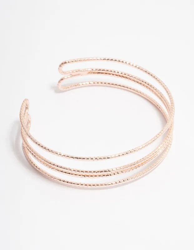 Gold Triple Wire Open Wrist Cuff sold by lovisa