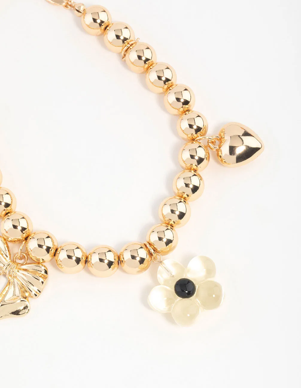 Gold Bow,Flower & Heart Charm Keychain sold by lovisa product image thumbnail 2