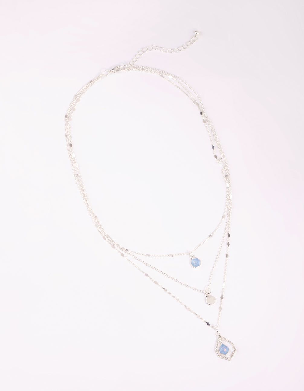 Silver & Blue Iridescent Layered Necklace sold by lovisa product image thumbnail 2