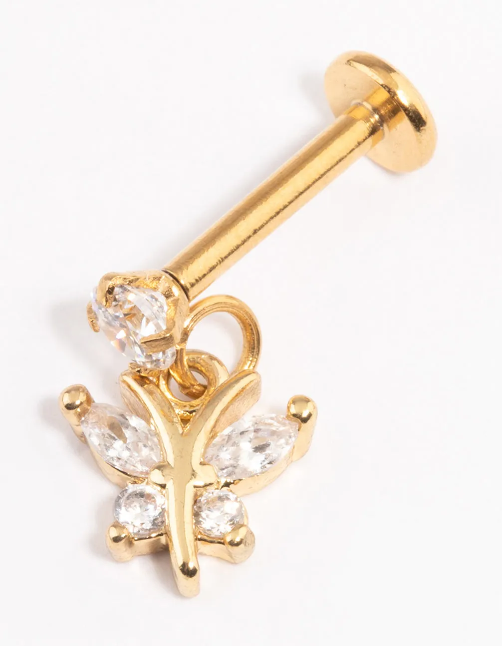 Gold Plated Surgical Steel Cubic Zirconia Butterfly Single Flat Back sold by lovisa product image thumbnail 2