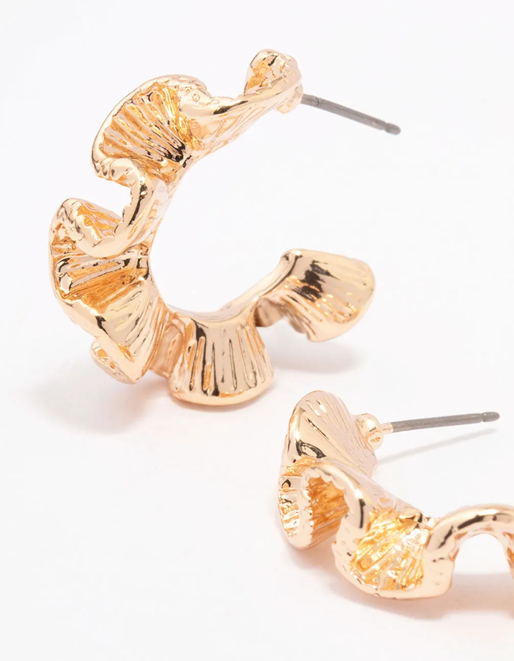 Gold Hammered Wave Hoop Earrings sold by lovisa product image thumbnail 2