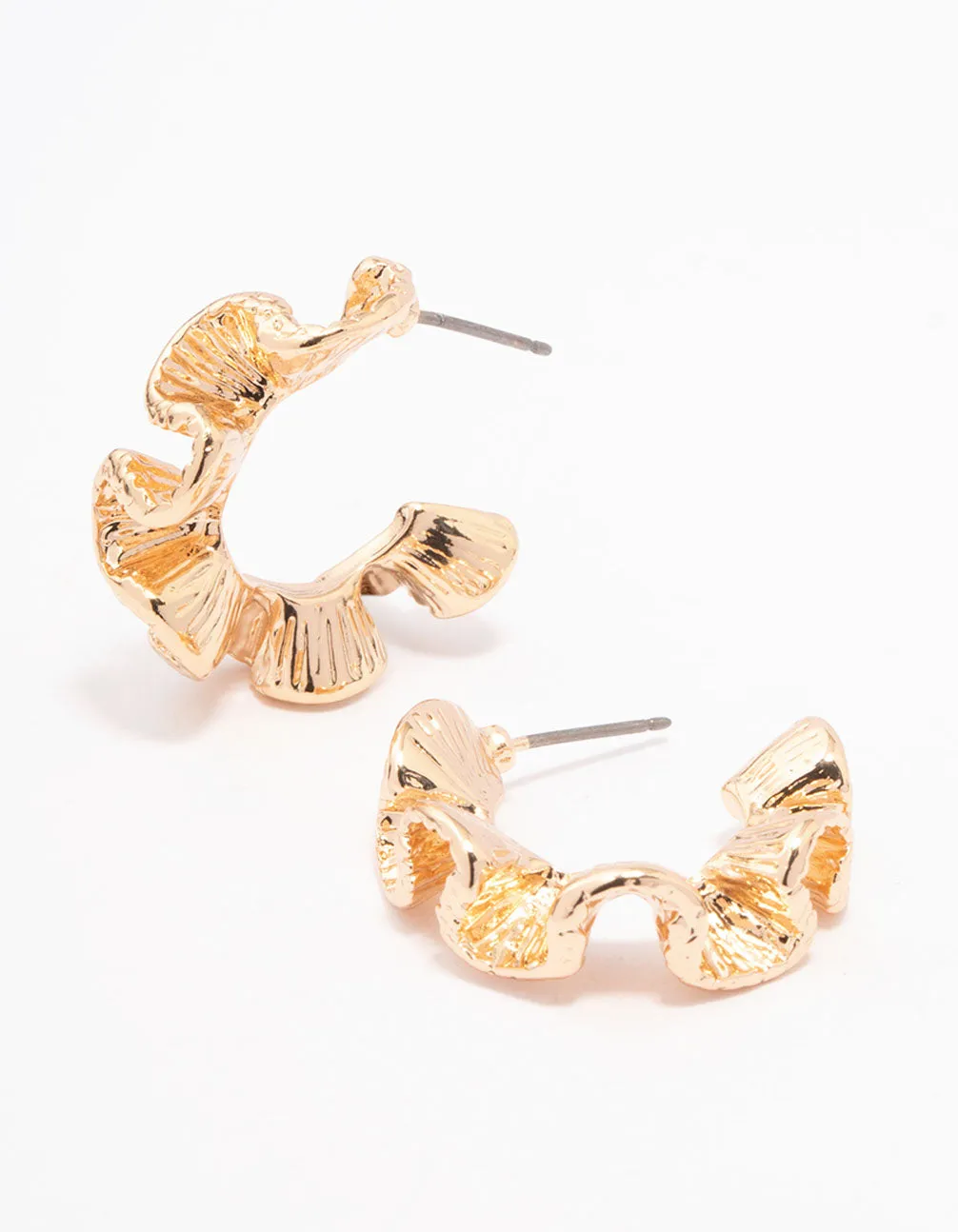 Gold Hammered Wave Hoop Earrings sold by lovisa